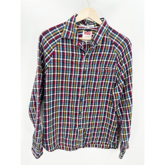 Levi's Standard Fit Red Blue Yellow White Button Up Shirt Men's Size Small S - Picture 1 of 7